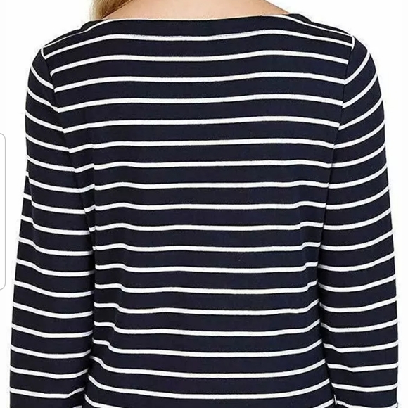 Nautica Women’s Striped Blue Trim Cotton Top - Picture 3 of 3